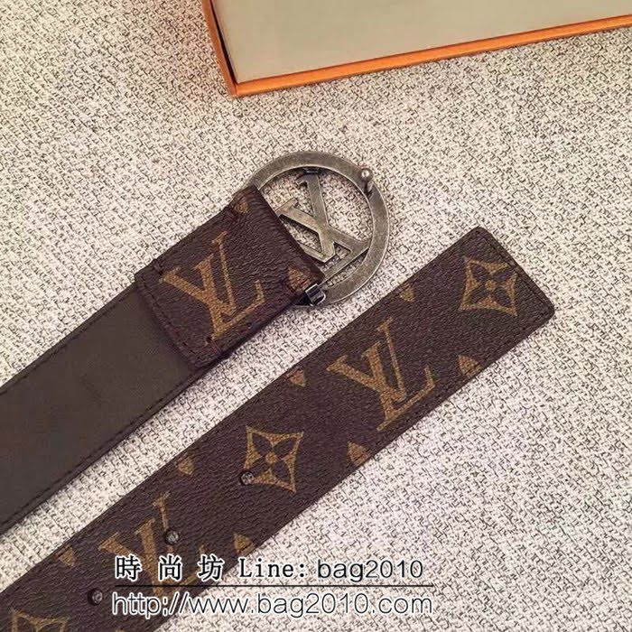 路易威登LV Monogram帆布 圓形LV logo 男士皮帶 LHG1228